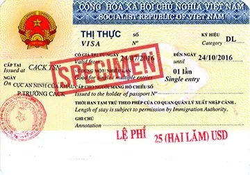 نمونه ویزای در بدو ورود ویتنام